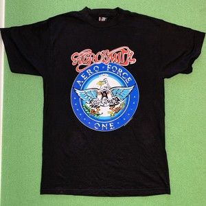 Vintage 1993 Aerosmith Aero Force One T-Shirt Concert Tour Black Band Si…